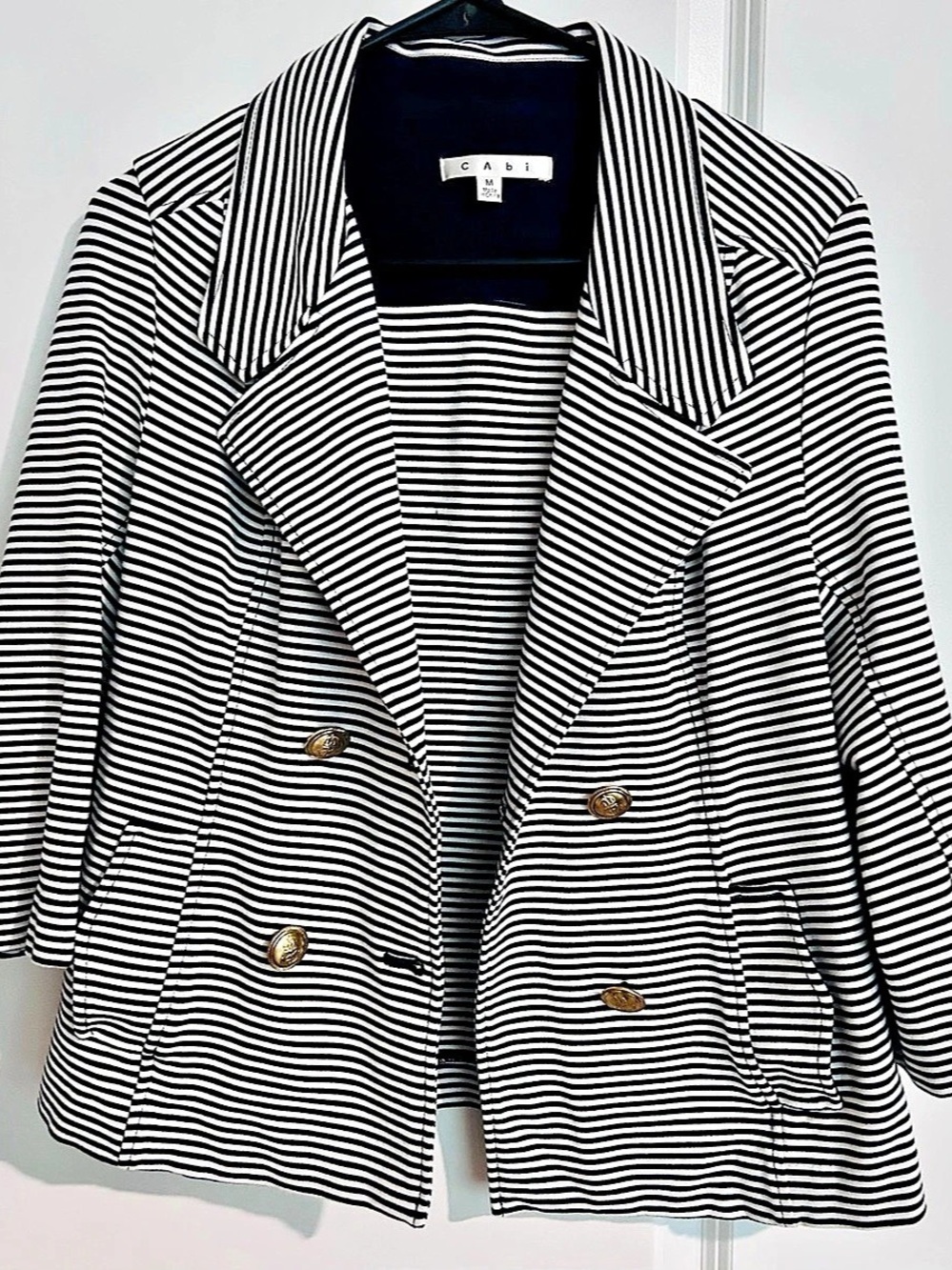 Cabi Life Jacket Striped Blazer Black & White Medium
